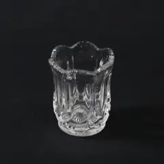 Vintage Clear Glass EAPG Toothpick Holder 2.5in Scalloped Rim
