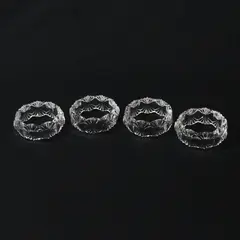 Set of 4 Vintage Clear Textured Pressed Glass Napkin Rings
