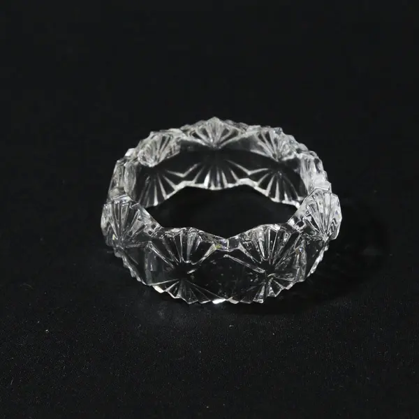Set of 4 Vintage Clear Textured Pressed Glass Napkin Rings