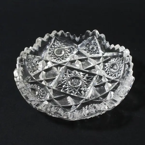 Antique American Brilliant Period Cut Glass Bowl 5" Sawtooth Edge