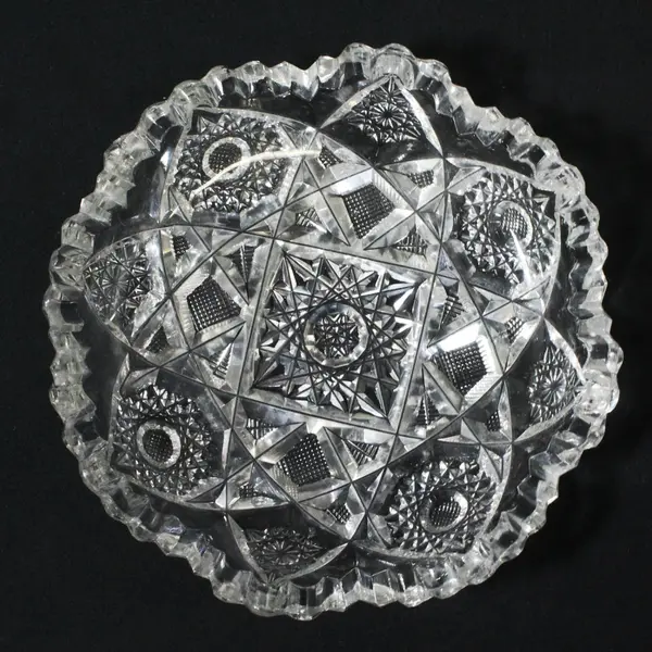 Antique American Brilliant Period Cut Glass Bowl 5" Sawtooth Edge