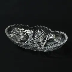 American Brilliant Cut Glass Oval Relish Dish 7.75in