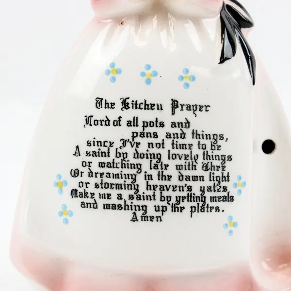 Vintage 1950s Enesco Pink Prayer Lady Egg Timer Figurine Missing Hourglass
