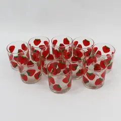 Lot Of 10 Indiana Glass Colony Strawberry Drinking Glass Tumblers 3.5" Tall