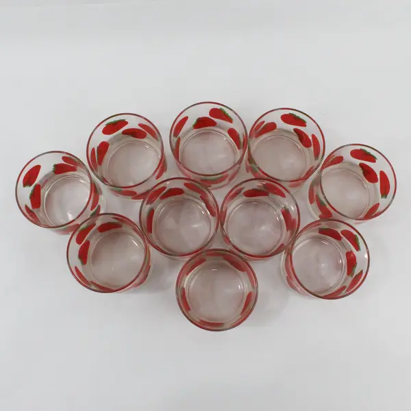 Lot Of 10 Indiana Glass Colony Strawberry Drinking Glass Tumblers 3.5" Tall