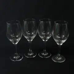 Lot of 4 Unbranded Matching Clear Glass Stemmed White Wine Glasses 8" Tall