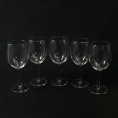 Lot of 5 Unbranded Matching Clear Glass Stemmed Small Wine Glasses 7.25" Tall