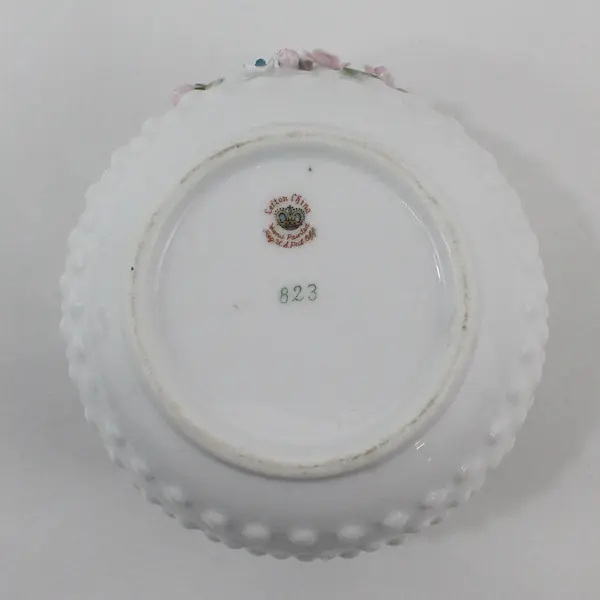 Lefton China #823 White Hobnail Rose Floral Vase Planter
