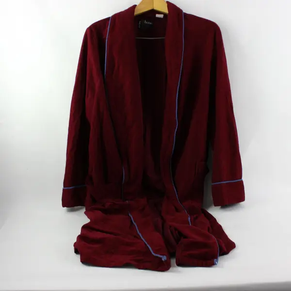 Man At Home Men's Large Red Blue Housecoat Robe Sleepwear