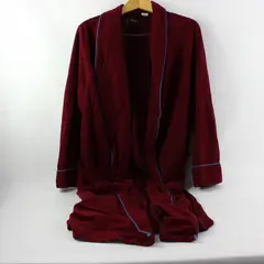 Man At Home Men's Large Red Blue Housecoat Robe Sleepwear