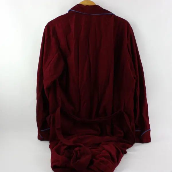 Man At Home Men's Large Red Blue Housecoat Robe Sleepwear