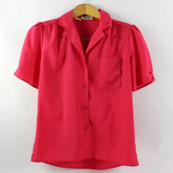 Lady Manhattan Pink Button-Up Blouse with Tie Women's Size 8
