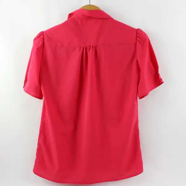 Lady Manhattan Pink Button-Up Blouse with Tie Women's Size 8