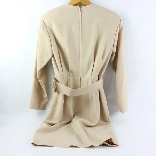 Gillian Beige Wool Midi Dress Women's Size 8 FLAWED