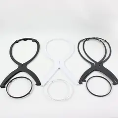 Lot of 3 Dreamlover 14.2in Black White Collapsible Wig Stands
