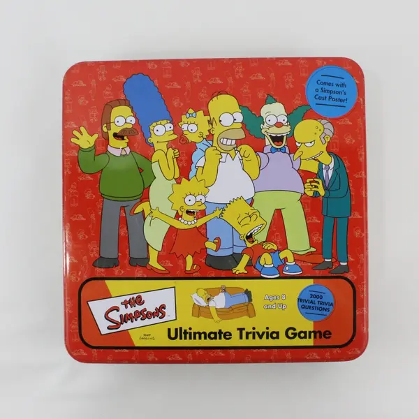 The Simpsons Ultimate Trivia Game in Metal/Tin Box Vintage 2001, #42999 complete
