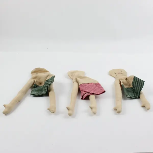 Lot of 3 Handmade Primitive Folk Art Cloth Dolls Me Too 1997 (2) Mary R. 1997