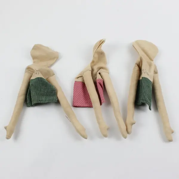 Lot of 3 Handmade Primitive Folk Art Cloth Dolls Me Too 1997 (2) Mary R. 1997