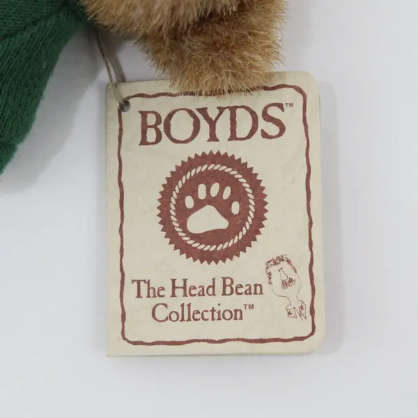 Vintage Boyds Miniature Plush Teddy Bear w/Green Pumpkin Sweater, 4"T #567046
