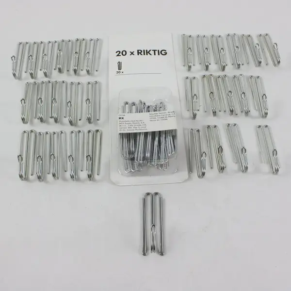 Lot of IKEA RIKTIG 402.122.03 Silver Curtain Hooks Drapery Hardware