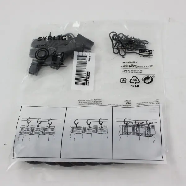 IKEA SYRLIG Curtain Rings Clips Hooks Mixed 38mm/25mm Multi-Pack