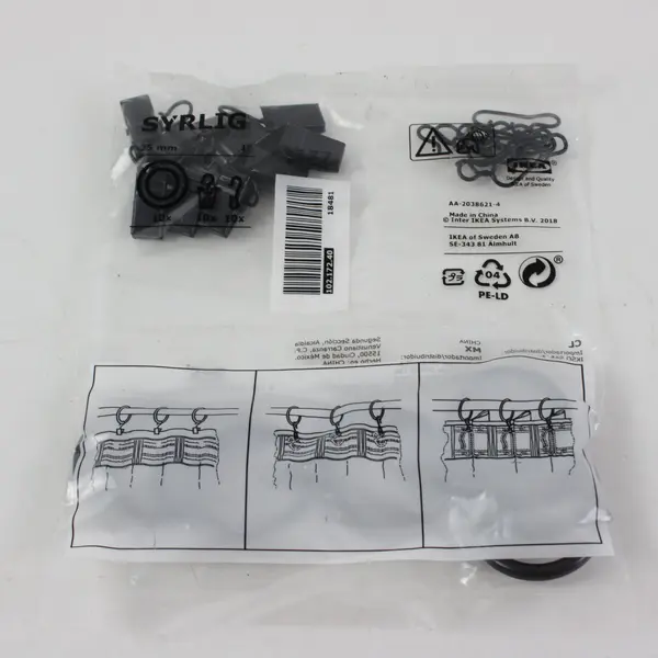IKEA SYRLIG Curtain Rings Clips Hooks Mixed 38mm/25mm Multi-Pack