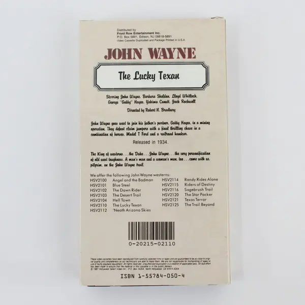 Hollywood Select Video The Lucky Texan VHS 1987 John Wayne HSV 2110
