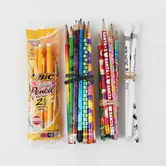 Lot of Approx 30 Mixed Wooden Novelty & Mechanical Pencils, BIC Pack