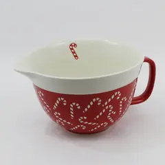 The Bake Shop Large Christmas Candy Cane Batter Mixing Bowl W/ Handle Spout 9"