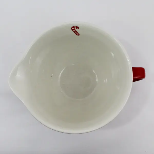The Bake Shop Large Christmas Candy Cane Batter Mixing Bowl W/ Handle Spout 9"