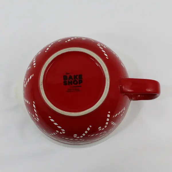 The Bake Shop Large Christmas Candy Cane Batter Mixing Bowl W/ Handle Spout 9"