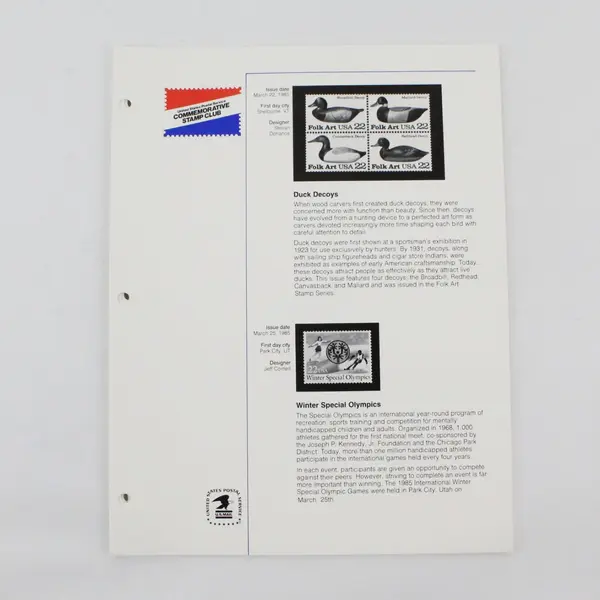 Lot of 16 USPS Commemorative Stamp Club Pages 1984-1985