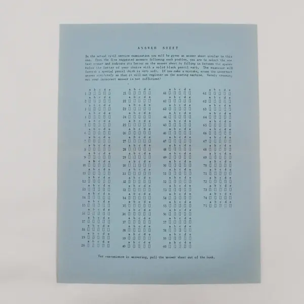 Vintage Federal Civil Service Exam Example Answer Sheets Lot of 8