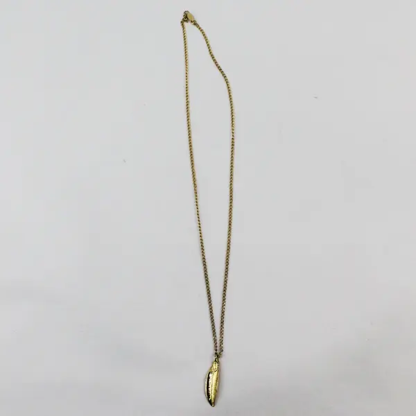 Gold-Tone Olive Leaf Pendant Necklace 18 Inch Nature Jewelry