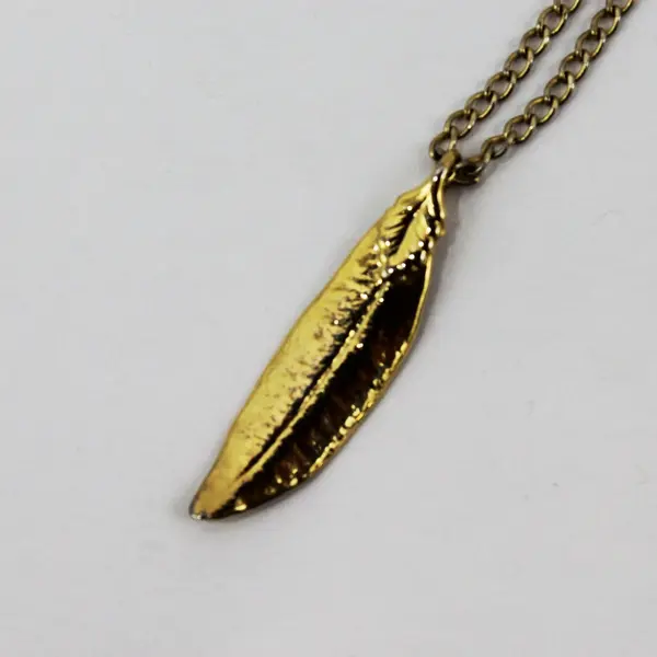 Gold-Tone Olive Leaf Pendant Necklace 18 Inch Nature Jewelry
