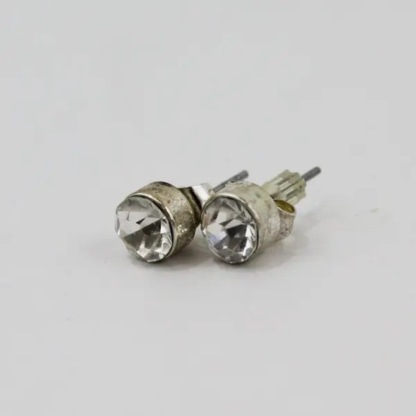 Lot of 4 Pairs Assorted Stud Earrings Silver Tone Mixed Styles
