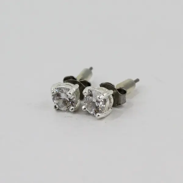 Lot of 4 Pairs Assorted Stud Earrings Silver Tone Mixed Styles