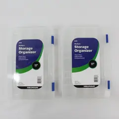 Lot of 2 Hillman Medium Storage Organizer 11in Clear Plastic Case Blue Latches