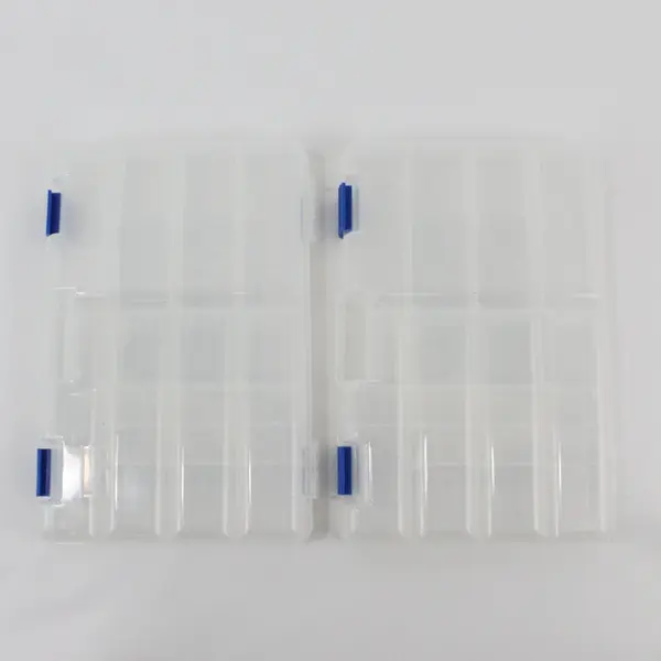 Lot of 2 Hillman Medium Storage Organizer 11in Clear Plastic Case Blue Latches