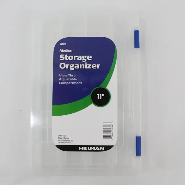 Lot of 2 Hillman Medium Storage Organizer 11in Clear Plastic Case Blue Latches