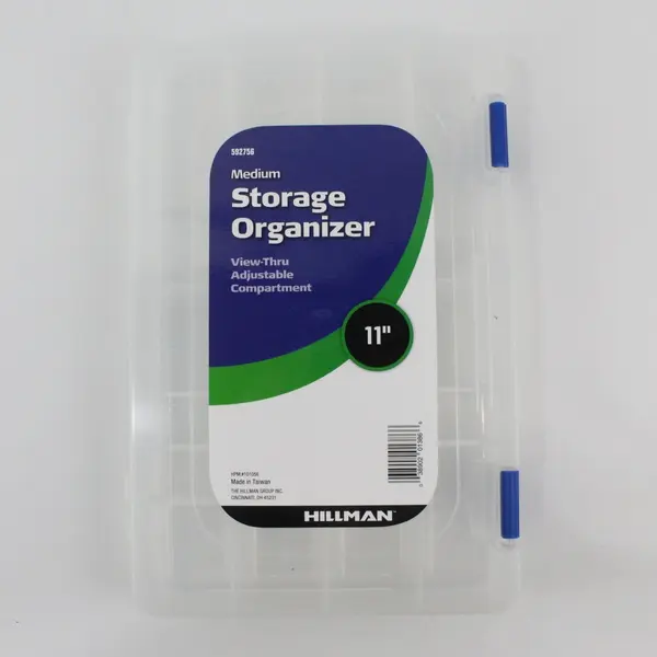 Lot of 2 Hillman Medium Storage Organizer 11in Clear Plastic Case Blue Latches