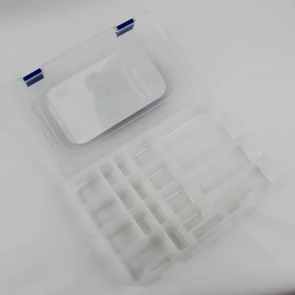 Lot of 2 Hillman Medium Storage Organizer 11in Clear Plastic Case Blue Latches