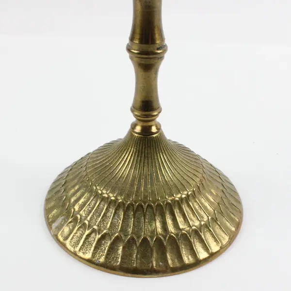 Vintage Seven-Branched Brass Menorah Ribbed Flared Base Judaica