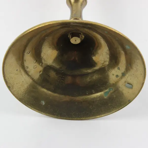 Vintage Seven-Branched Brass Menorah Ribbed Flared Base Judaica