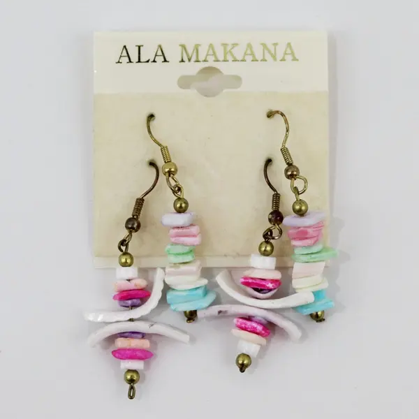 Ala Makana Hawaii Souvenir Colorful Shell Earrings 2 Sets
