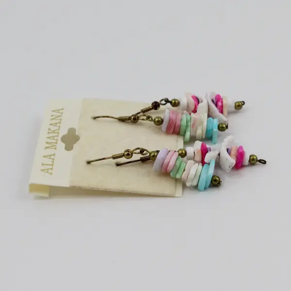 Ala Makana Hawaii Souvenir Colorful Shell Earrings 2 Sets