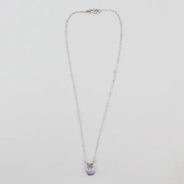 Vintage Avon Purple Lavender Faceted Teardrop Pendant Necklace