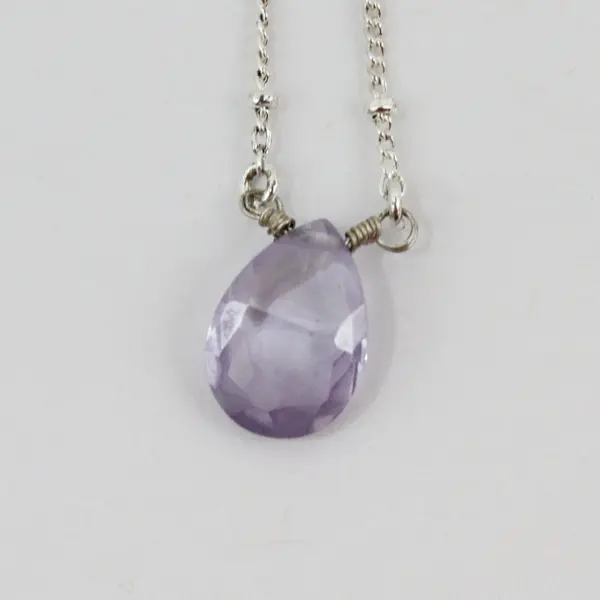 Vintage Avon Purple Lavender Faceted Teardrop Pendant Necklace