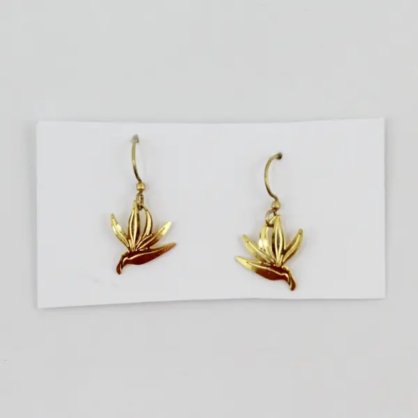 Vintage Leighton LAM Bird of Paradise 18K Gold Plated Brass Earrings