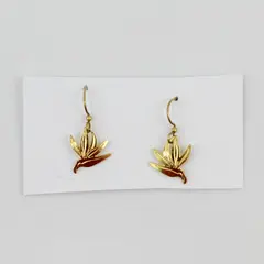 Vintage Leighton LAM Bird of Paradise 18K Gold Plated Brass Earrings